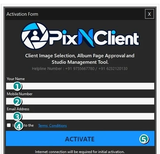 PixNClient activation form