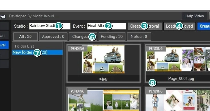 PixNClient Album Approval screen