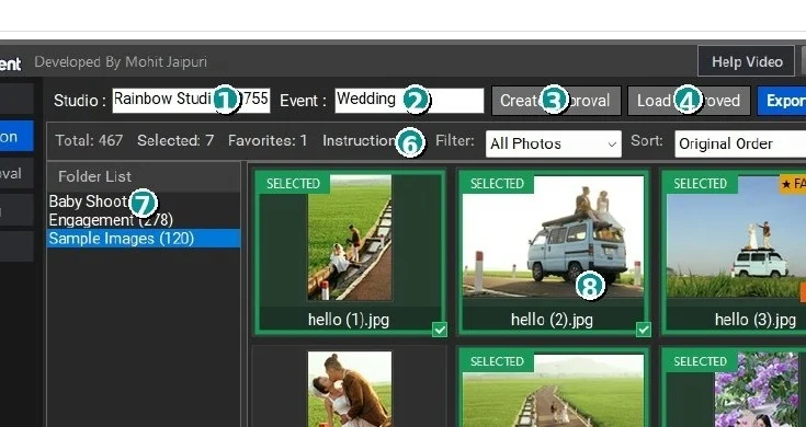 PixNClient Photo Selection interface