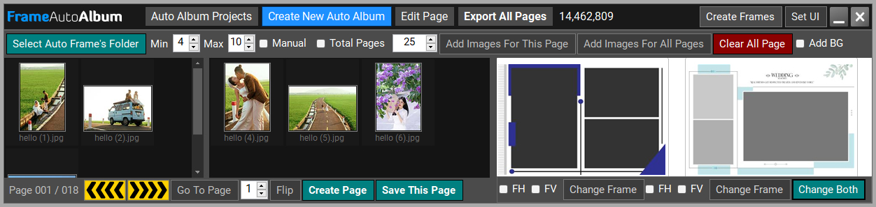 Photoshop Toolkit Frame Auto Album interface
