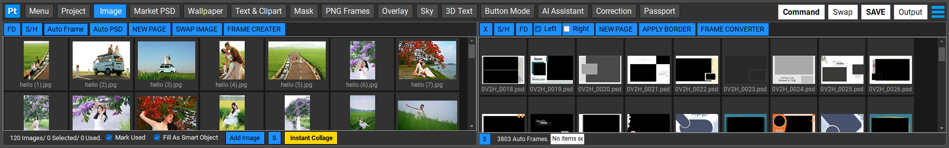 Photoshop Toolkit image and Auto Frame library