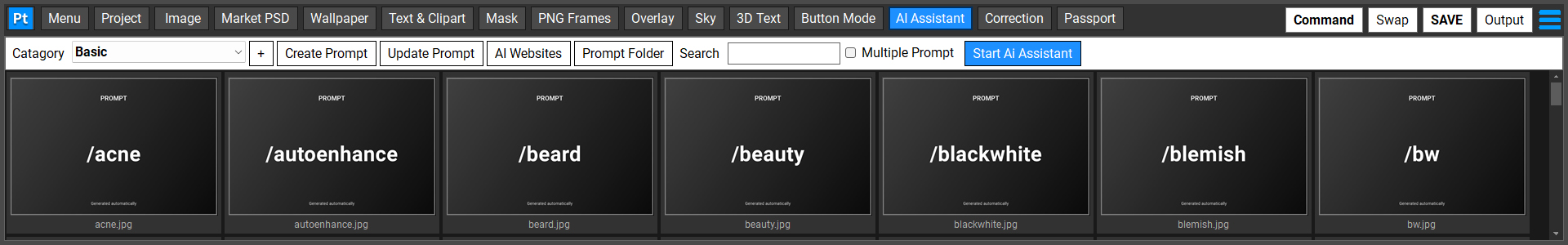 Photoshop Toolkit prompt manager and AI Assistant workspace